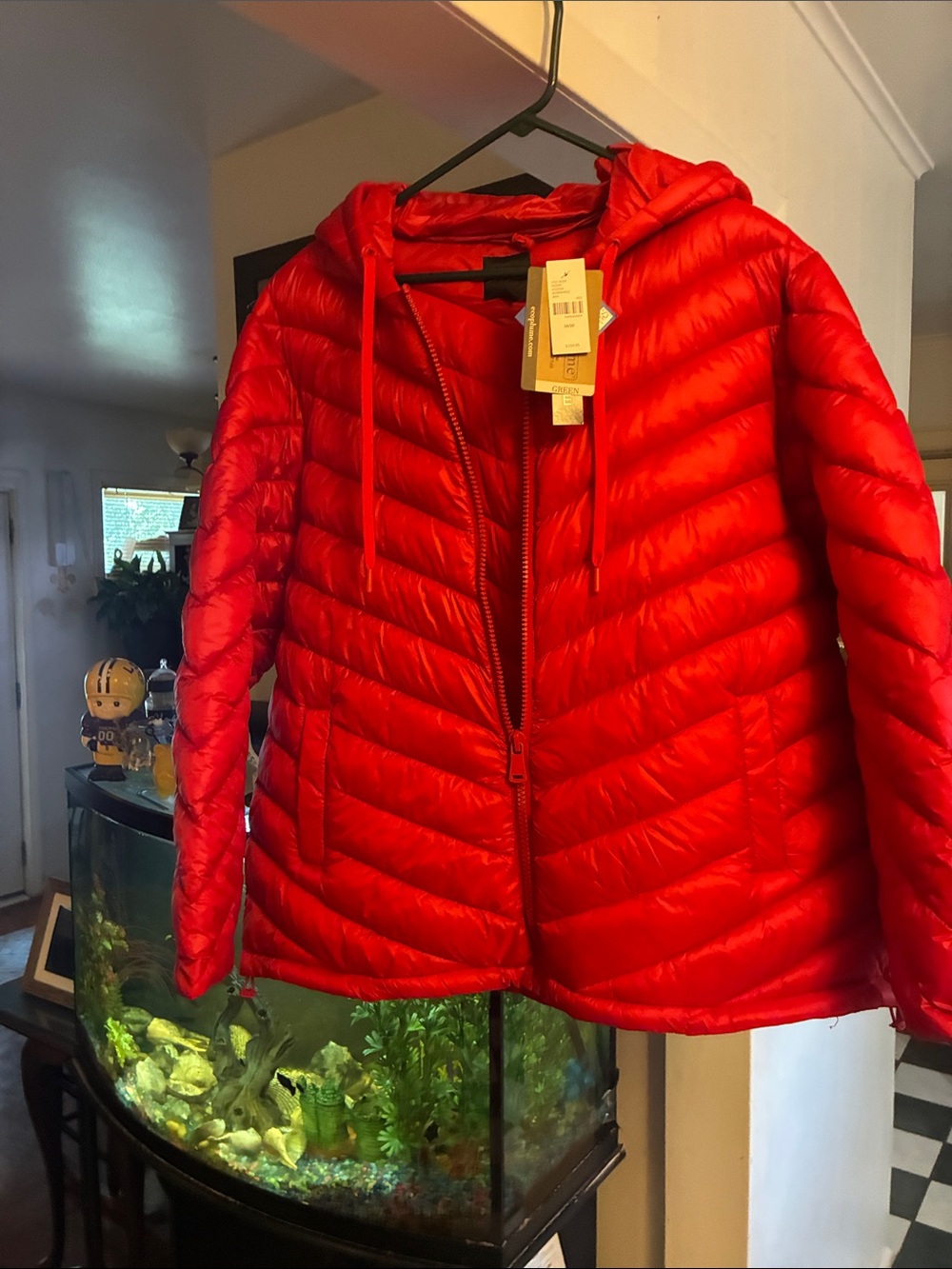 Lightweight Packable Hooded Puffer Jacket - Red
